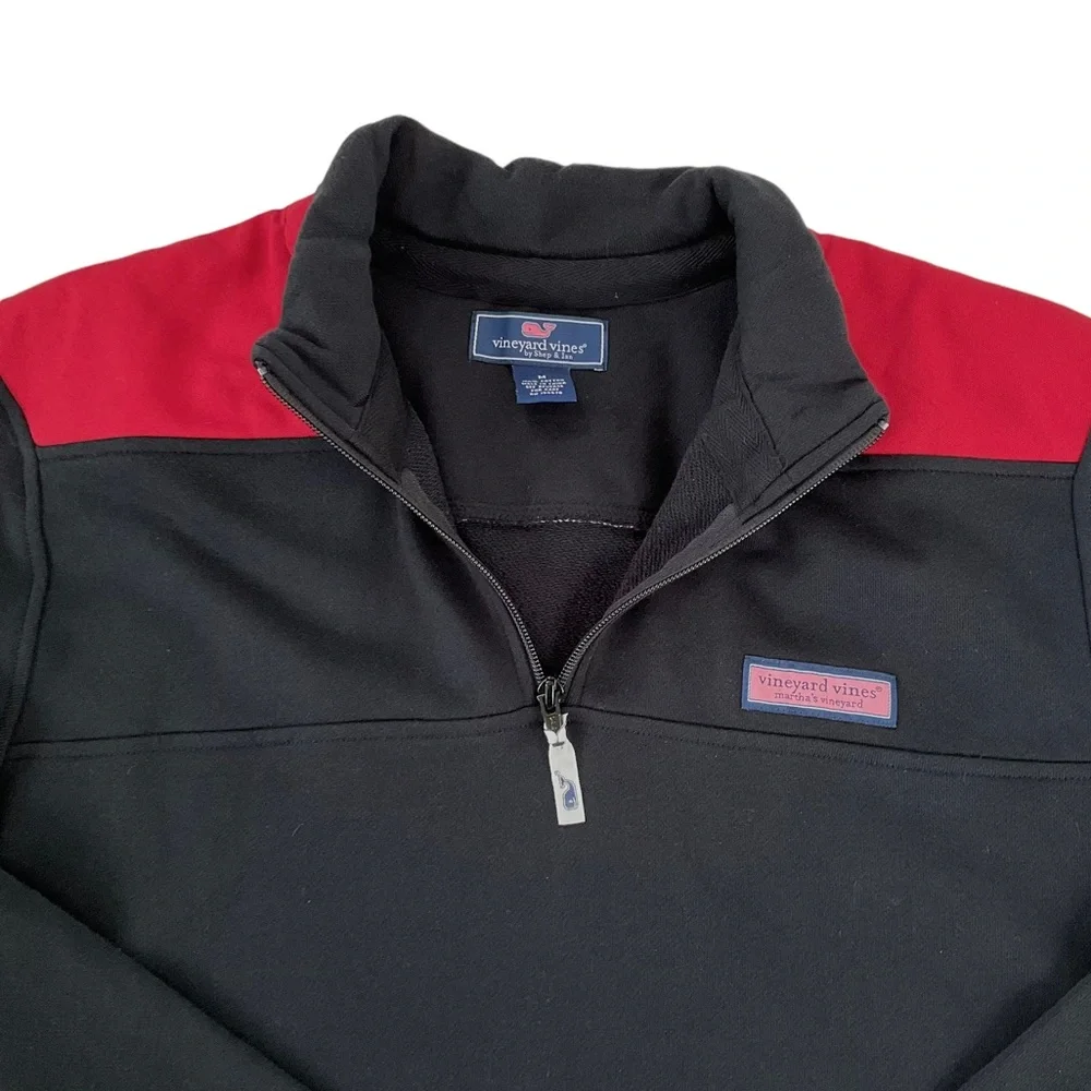 Vineyard Vines 1/4 Zip Pullover Sweatshirt Black Red Shirt Men’s M - Picture 10 of 16